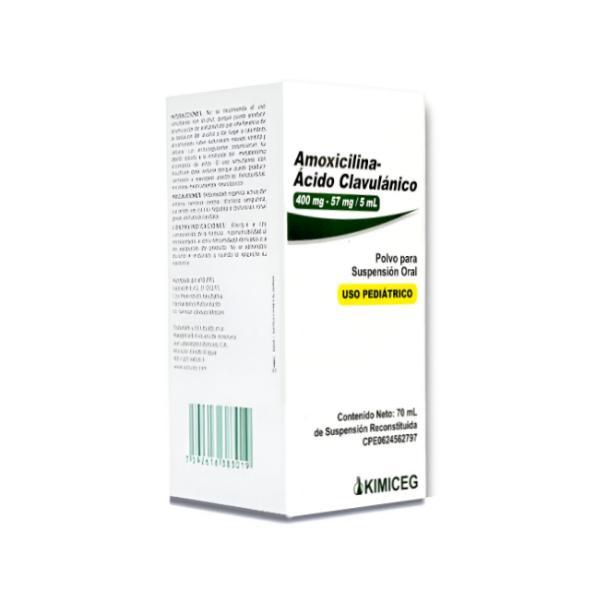 AMOXICILINA-ACIDO CLAVULANICO 400MG-57MG/5ML SUSP ORAL X 70ML PED KIMICEG
