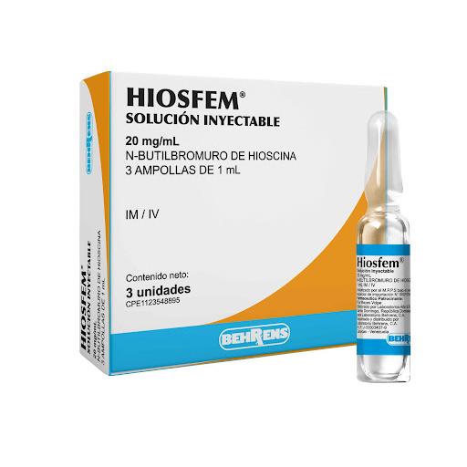 HIOSFEM N-BUTILBROMURO HIOSCINA 1ML IM/IV X 3 AMP BEHRENS