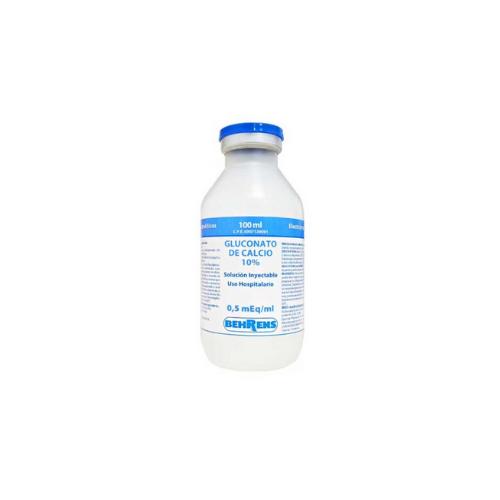 GLUCONATO DE CALCIO 10% 0.5 MEQ/ML 100ML SOL INY BEHRENS 
