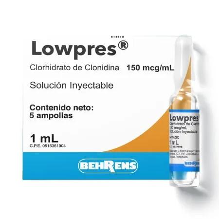 LOWPRES CLORHIDRATO DE CLONIDINA 150 MCG/ML SOL INY IM IV 5 AMP BEHRENS
