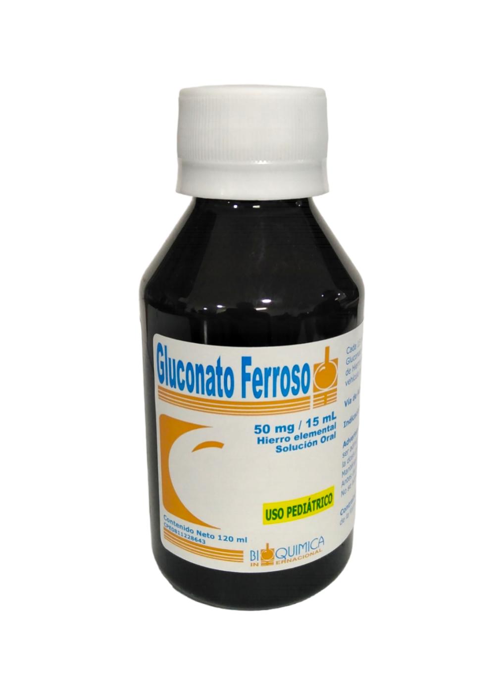 GLUCONATO FERROSO (HIERRO ELEMENTAL) 50MG/15ML SOL ORAL PED 120ML BIOQUIMICA INTERNACIONAL
