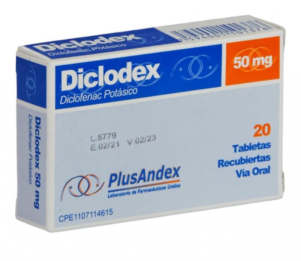 DICLODEX DICLOFENAC POTASICO 50 MG X 20 TAB PLUSANDEX