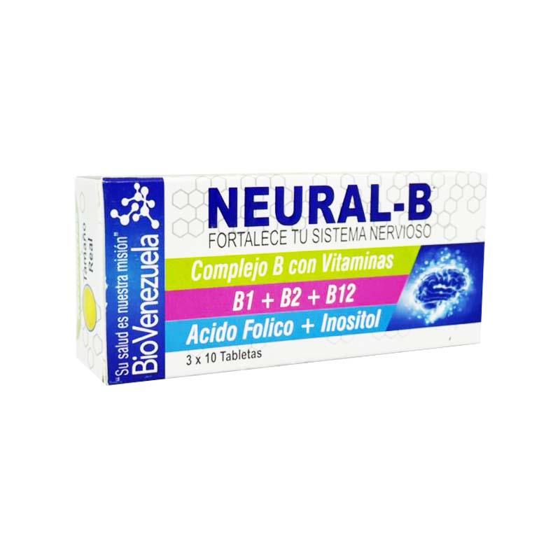 NEURAL-B (COMPLEJO B/VIT B1+B6+B12/ACIDO FOLICO/INOSITOL) X 30 TAB BIOVENEZUELA 